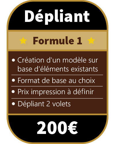 Tarifs création dépliant 2 volets Formule 1 prix graphiste