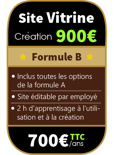 Tarifs création site vitrine formule 2 prix