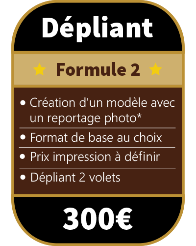 Tarifs création dépliant 2 volets Formule 2 prix graphiste