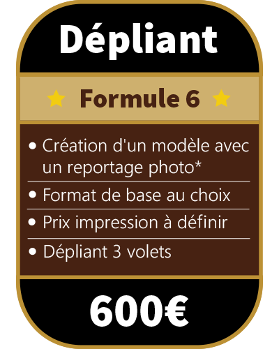 Tarifs création dépliant 3 volets Formule 6 prix graphiste