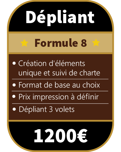 Tarifs création dépliant 3 volets Formule 8 prix graphiste
