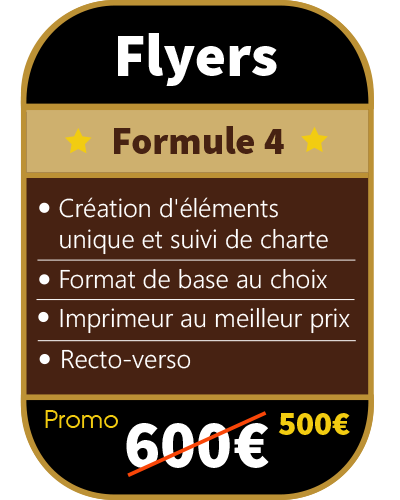 Tarifs création flyers Formule 4 prix devis