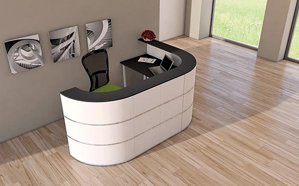 Comptoir D'accueil En L Moderne 100x75x100 Cm - Bois Massif - Avec Tiroirs - Pour Magasin Ou Salon